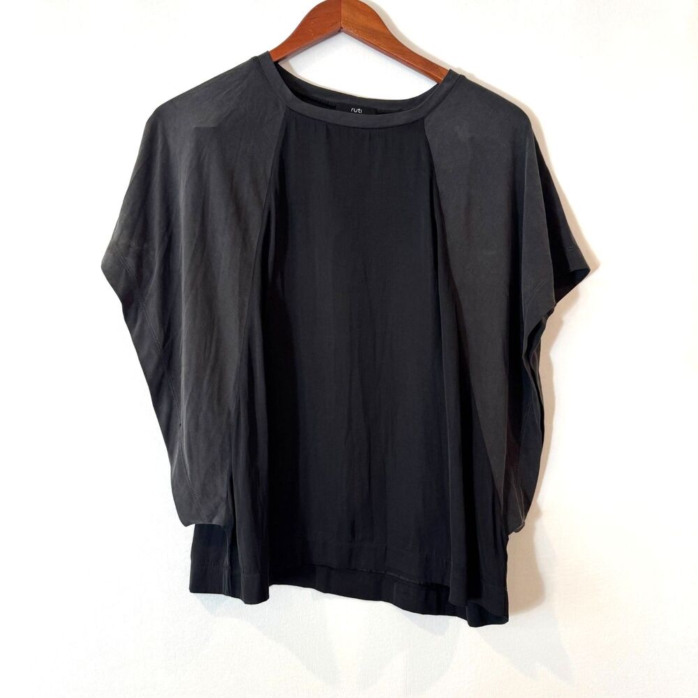 Ruti Black Modal Spandex Relaxed Fit Short Sleeve Top XS/S Dolman Sleeve
